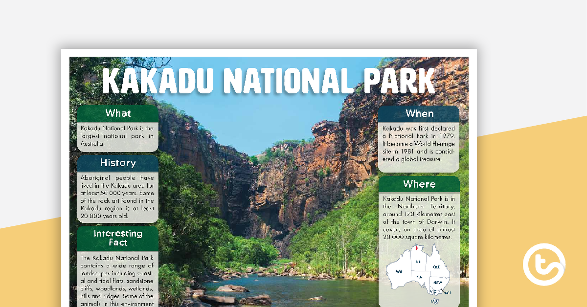卡卡杜国家公园海报的预览图像 - 教学资源