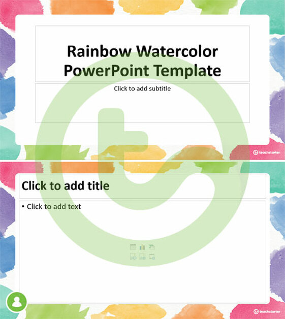 预览图像Rainbow Watercolor – PowerPoint Template - teaching resource