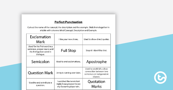 Thumbnail of Perfect Punctuation Worksheet - teaching resource
