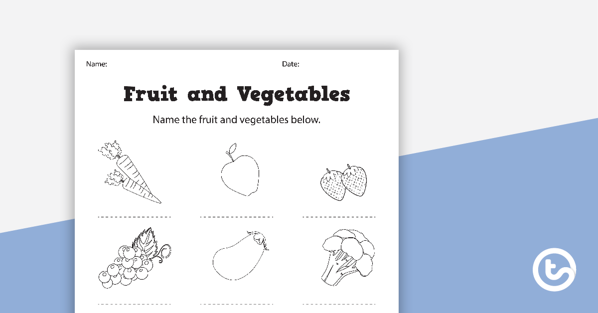 预览图片的命名水果和蔬菜工作表——教学资源