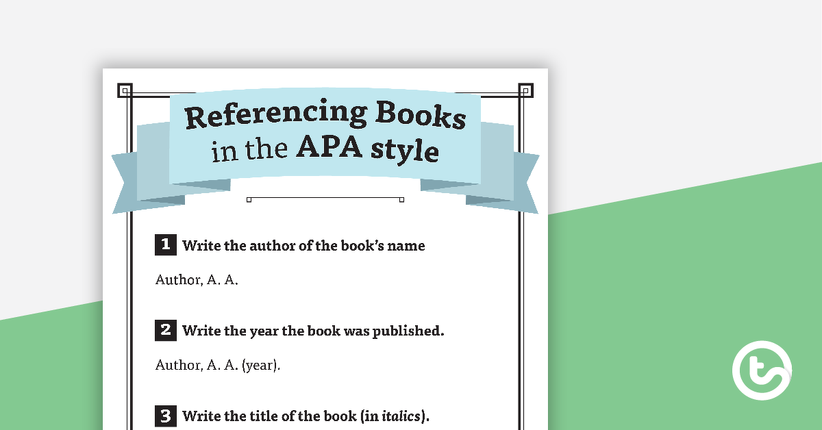 APA样式中引用书籍和网站的预览图像 - 教学资源