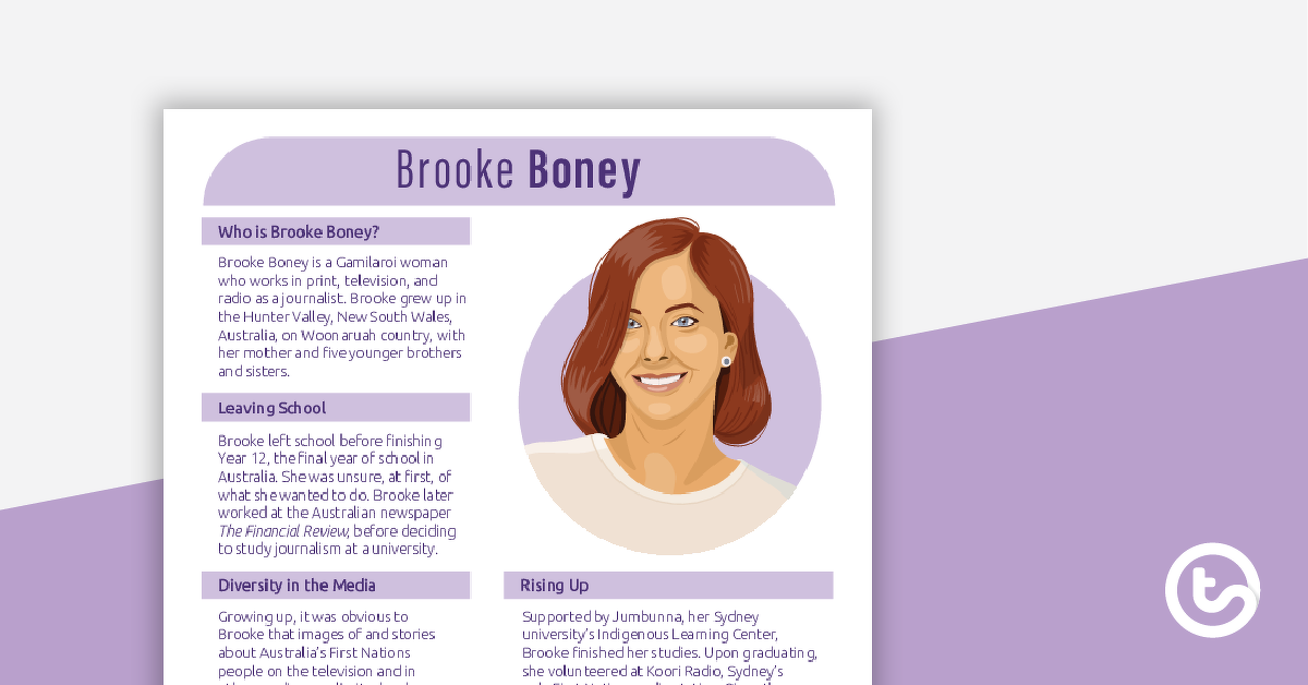 Preview image for Inspirational Woman Profile: Brooke Boney – Comprehension Worksheet - teaching resource