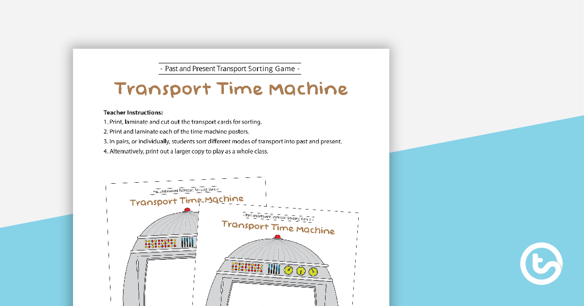 预览图像传输时间机器——过去和现在的运输分类活动——教学资源