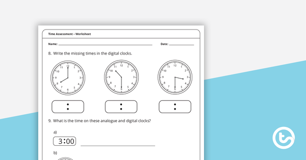 Thumbnail of Time Assessment – Year 1 and Year 2 - teaching resource