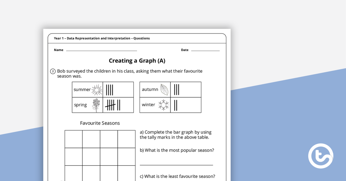 data representation and interpretation worksheets year 1 teach starter