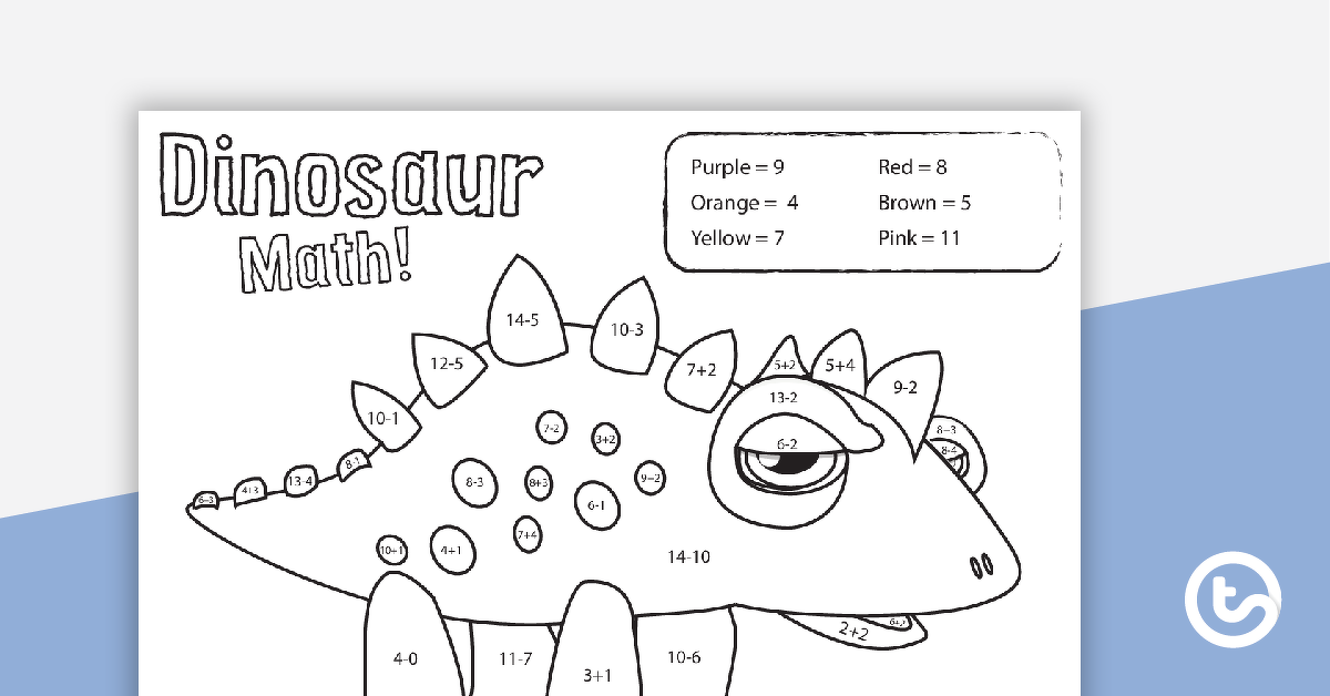 恐龙数学的预览图像-加法和减法(版本2)-教学资源