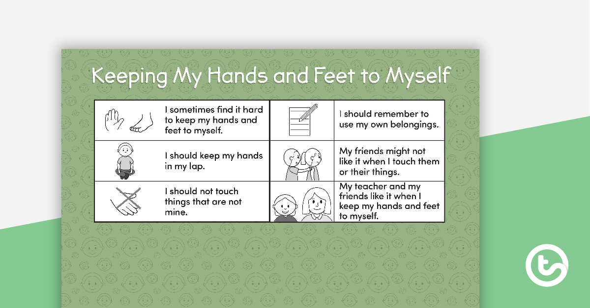 预览图像的社会故事——让我的手s and Feet to Myself - teaching resource