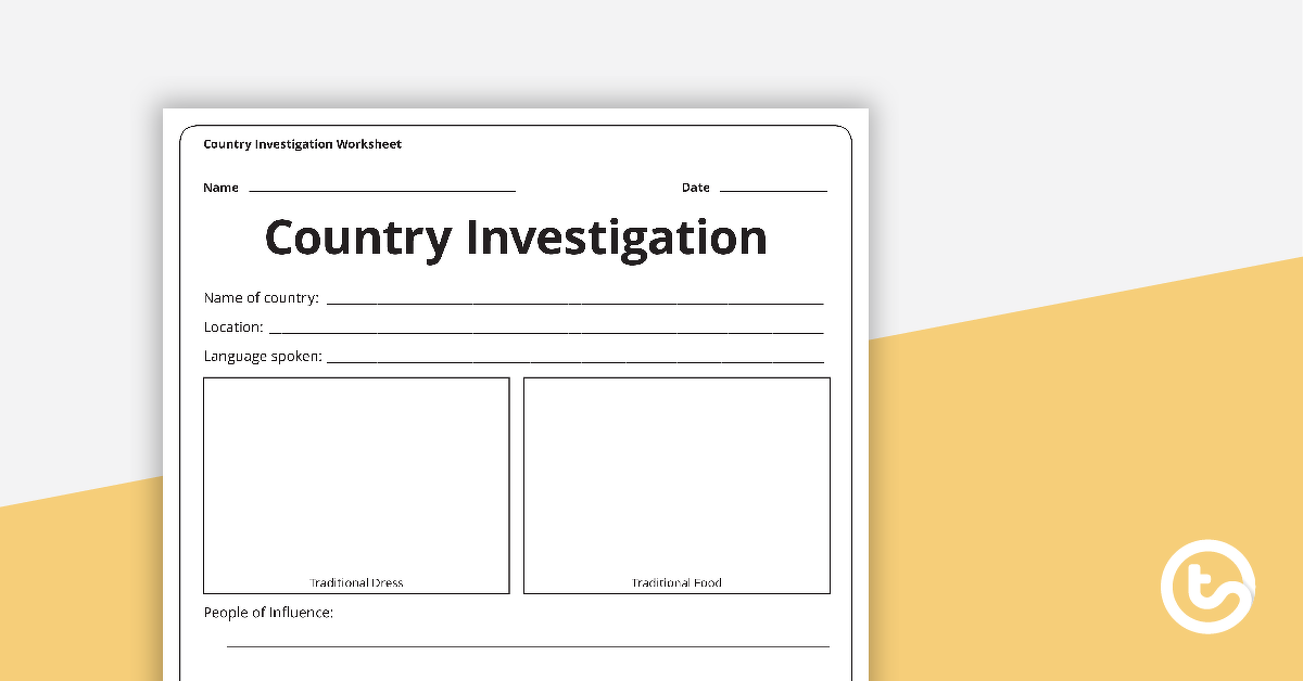 Preview image for Country Investigation - Worksheet - teaching resource