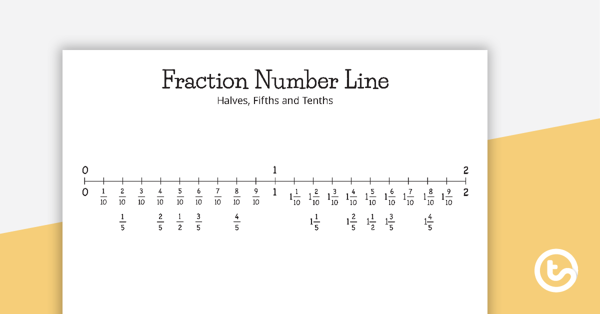 Preview image for Fractions Number Line - Halves, Fifths and Tenths - teaching resource