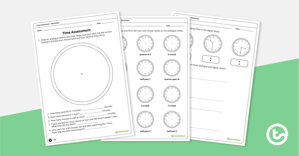 Thumbnail of Time Assessment – Year 1 and Year 2 - teaching resource