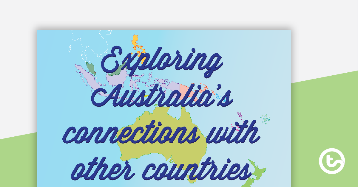 预览图像，用于探索澳大利亚与其他国家的联系 - 地理单词墙词汇 - 教学资源