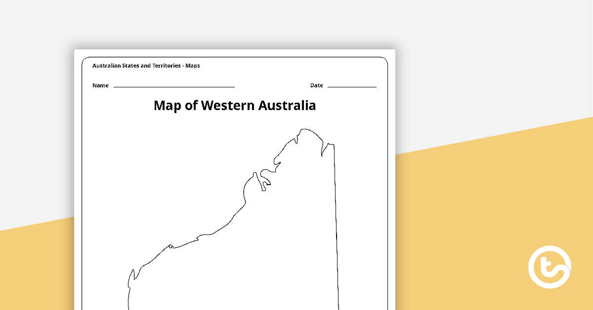 西澳大利亚地图模板预览图像——教学资源