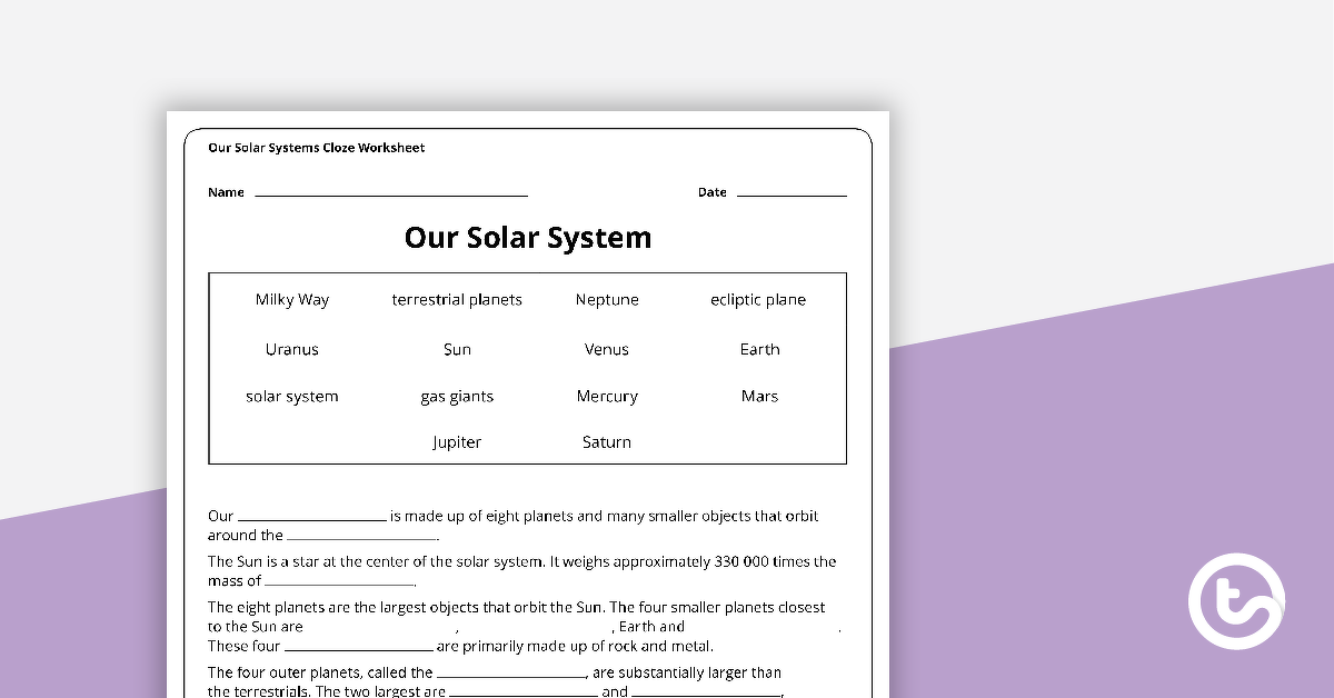 我们的太阳系隐藏工作表 - 教学资源预览图像