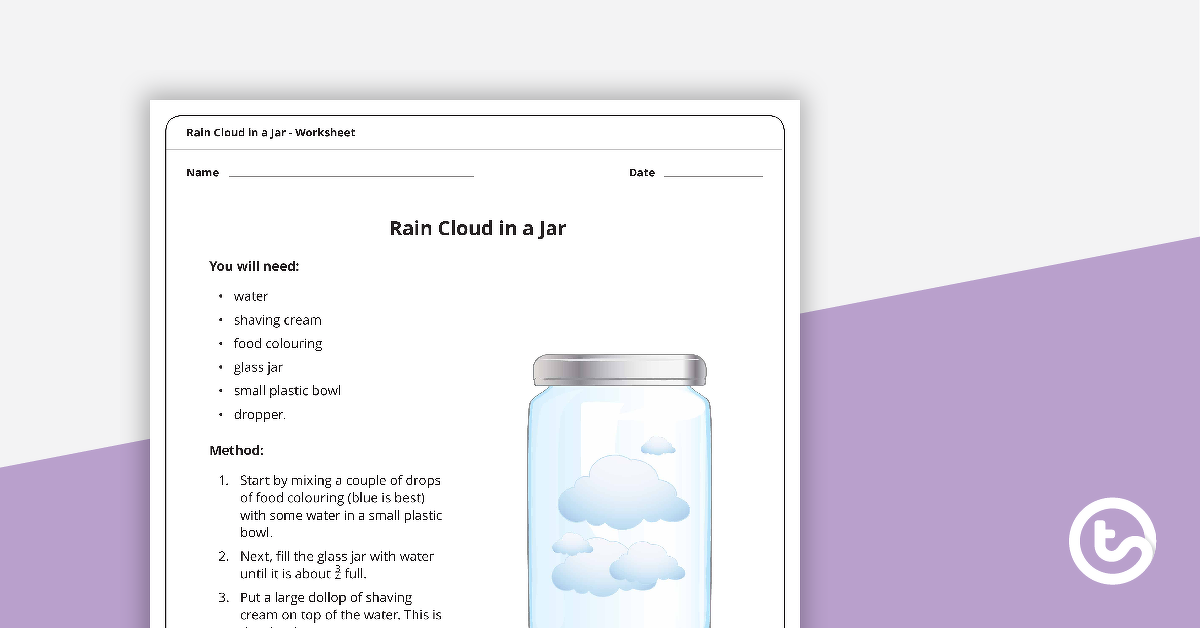 Preview image for Rain Cloud in a Jar Experiment - teaching resource