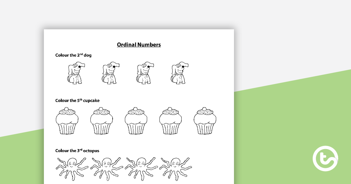 ordinal numbers worksheet colouring and matching teach starter