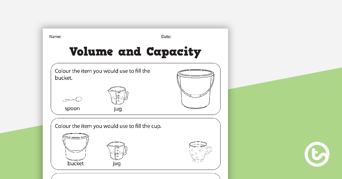 volume and capacity colouring worksheets teach starter