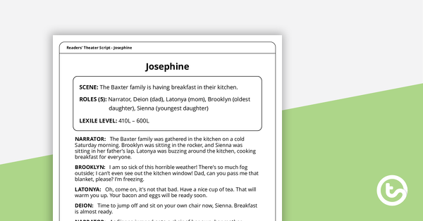 Preview image for Readers' Theater Script - Josephine - teaching resource