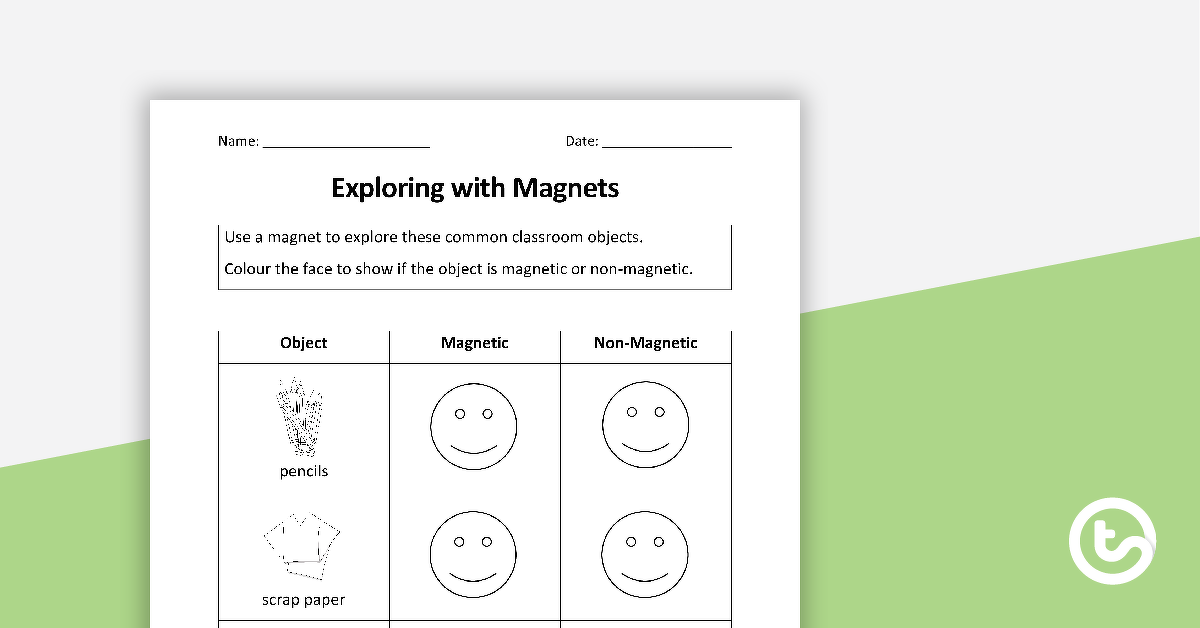 Preview image for Exploring With Magnets Task - teaching resource