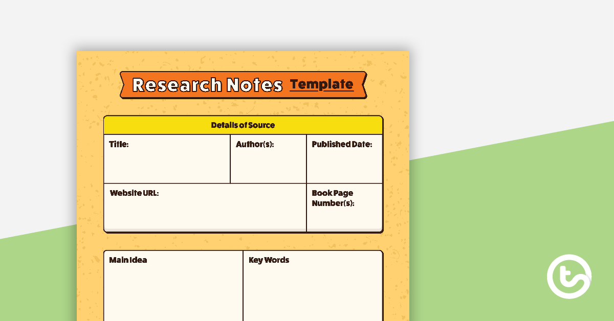 Preview image for Research Notes Template - teaching resource