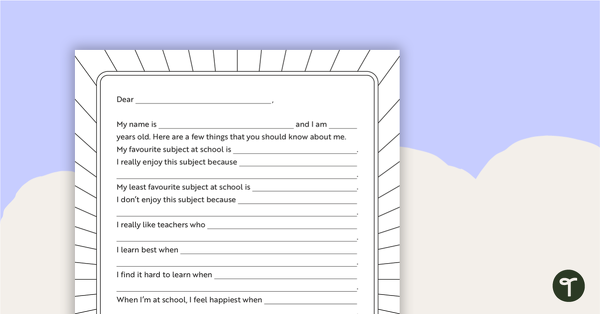 Preview image for Letter to the Teacher Template - teaching resource