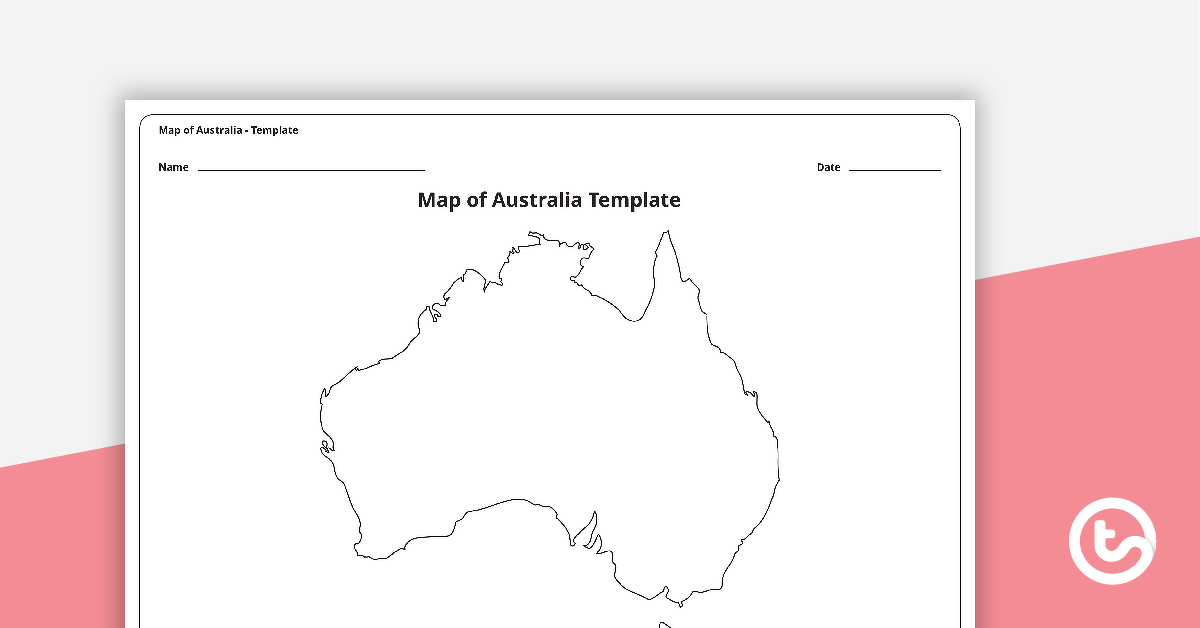 澳大利亚的地图模板预览图像——教学资源
