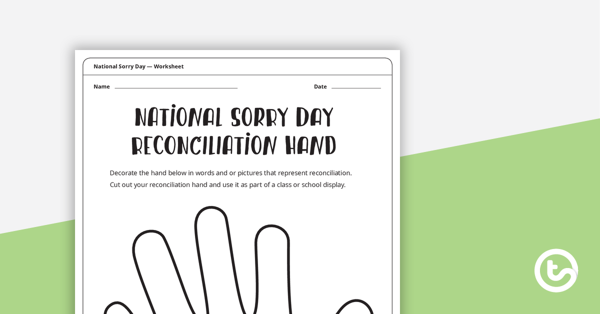 Preview image for National Sorry Day – Reconciliation Hand - teaching resource