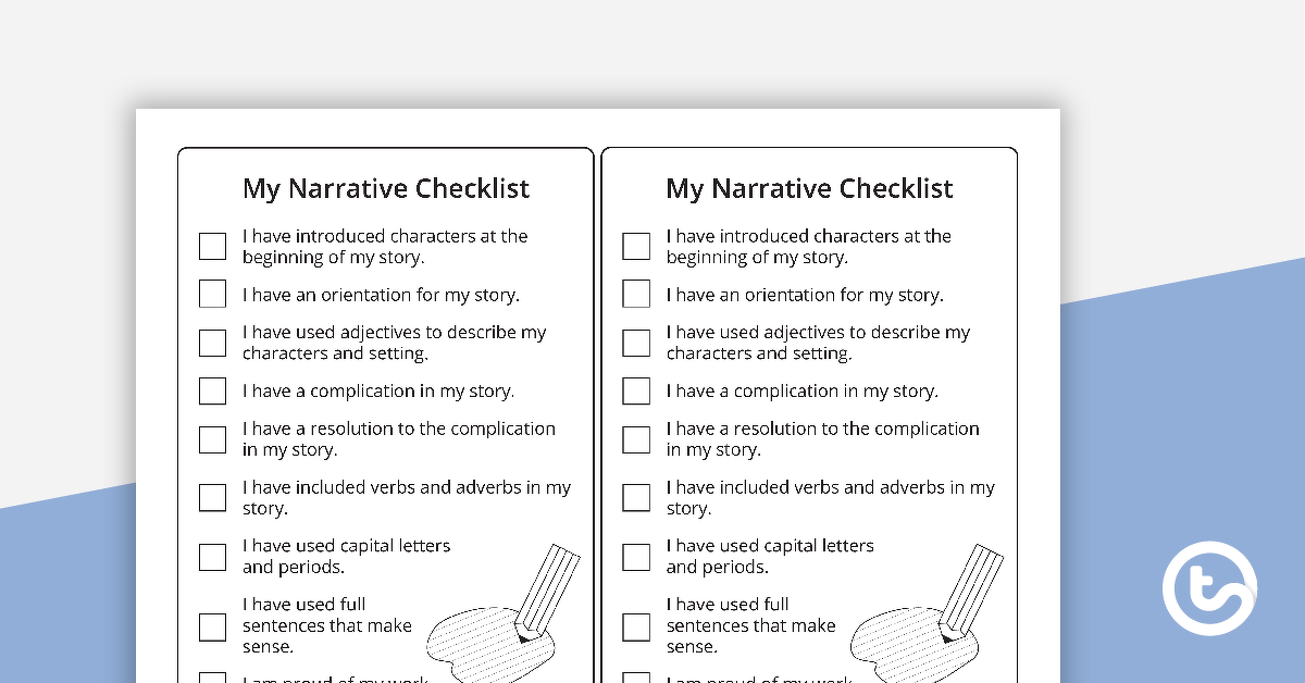 Preview image for Narrative Writing Checklist (Intermediate Version) - teaching resource