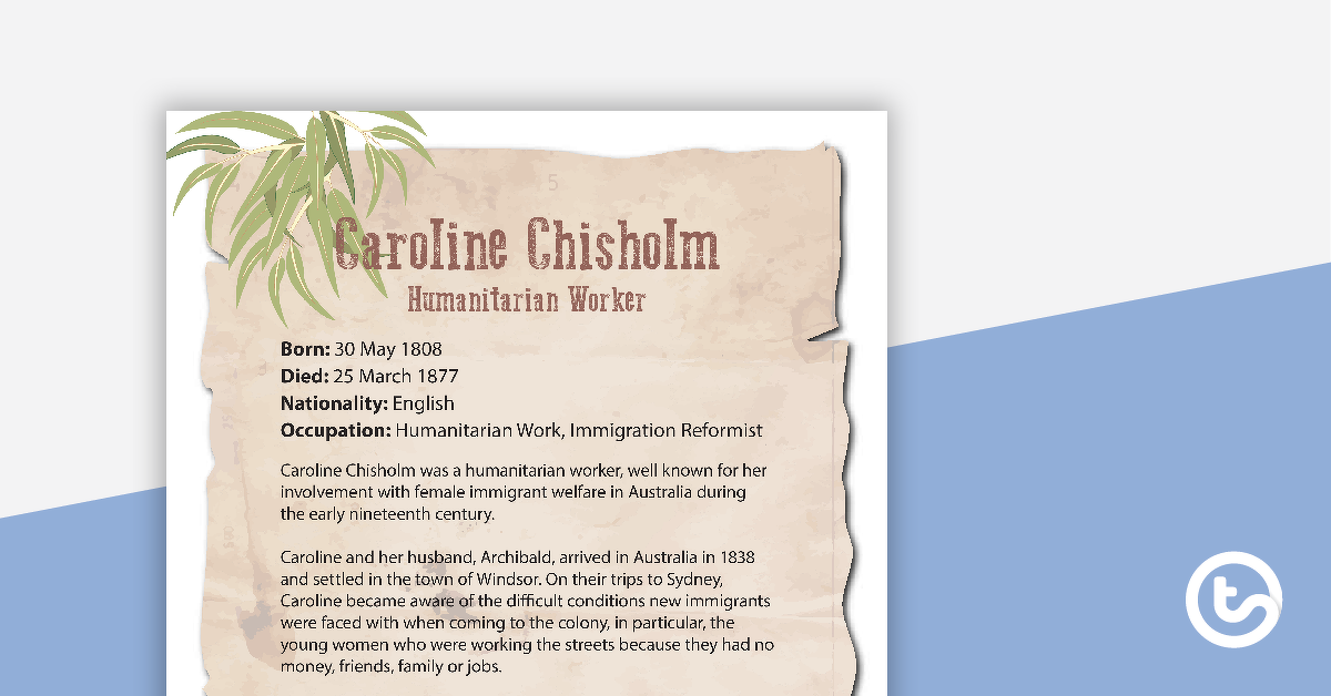 Preview image for Significant Women of Australia's Colonisation Fact Sheets - teaching resource