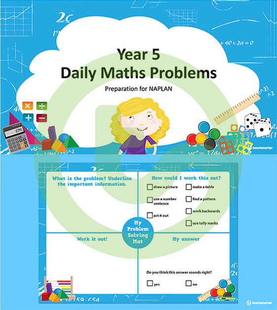 每日数学问题的预览图像 -  5年 - 教学资源