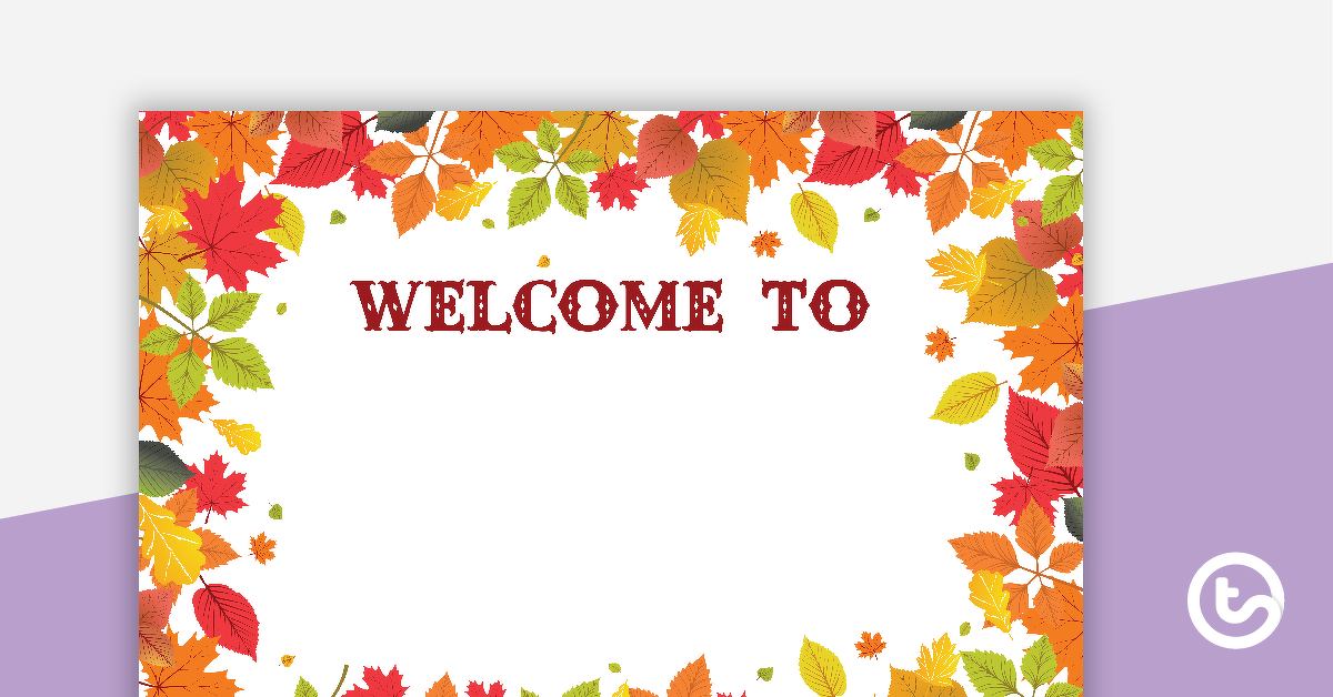 秋季叶片预览图像 - 欢迎标志和姓名标签 - 教学资源