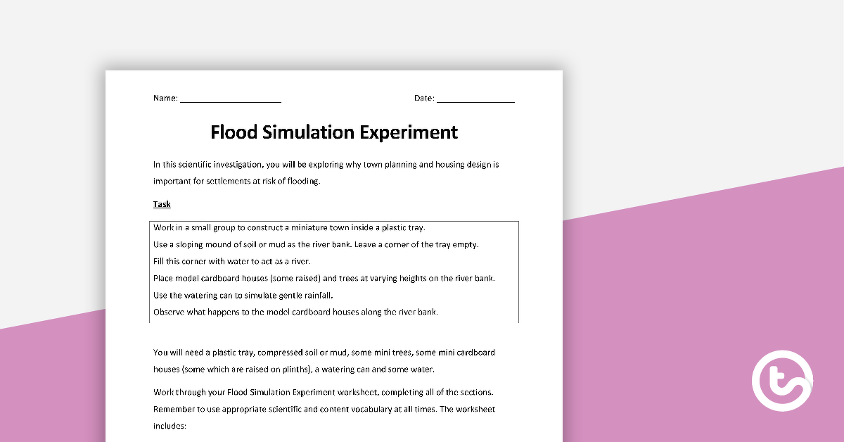 Preview image for Natural Disasters - Flood Simulation Experiment - teaching resource