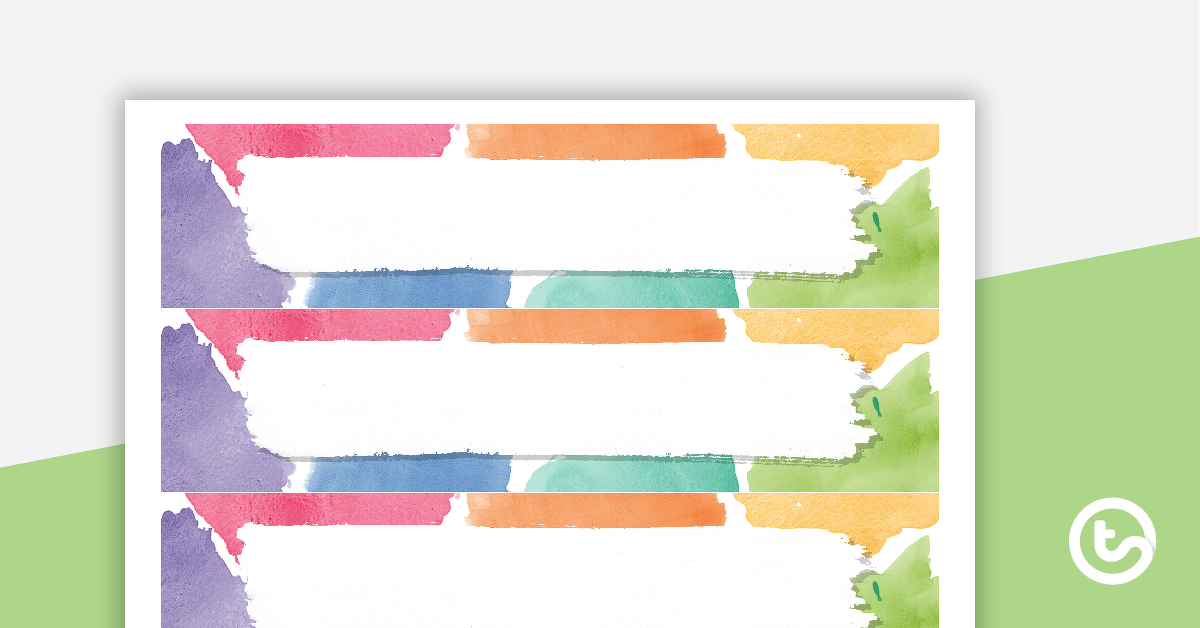 预览图像Rainbow Watercolor - Tray Labels - teaching resource