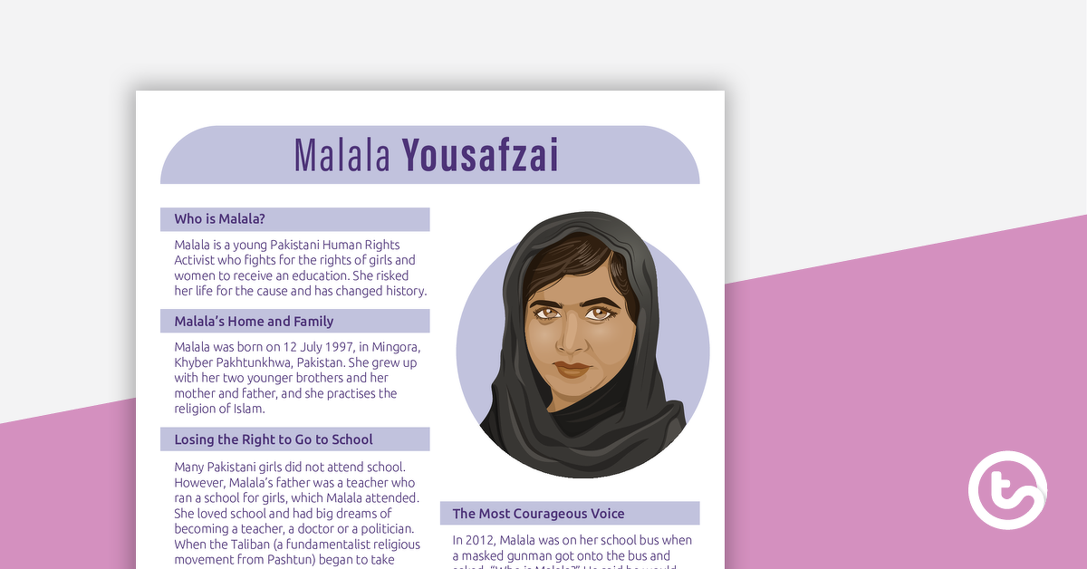 Preview image for Inspirational Woman Profile - Malala Yousafzai - teaching resource