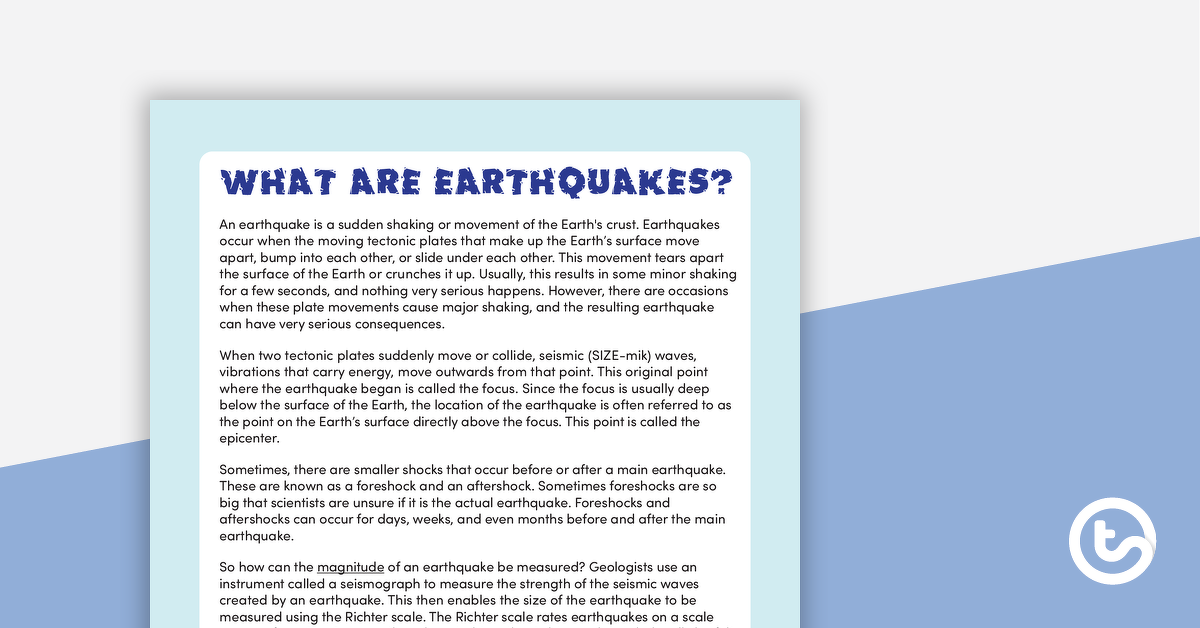 “什么是地震?”-理解工作表-教学资源