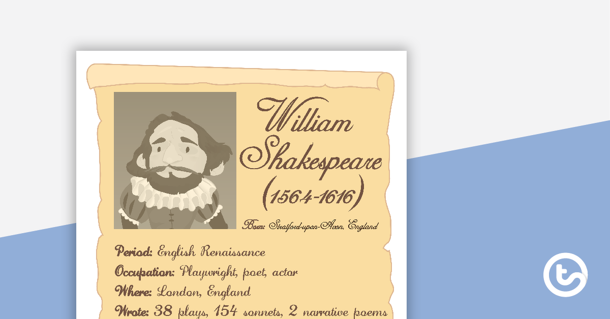 Preview image for William Shakespeare Fact Sheet - teaching resource