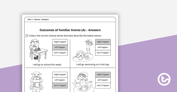 chance worksheets year 1 teach starter