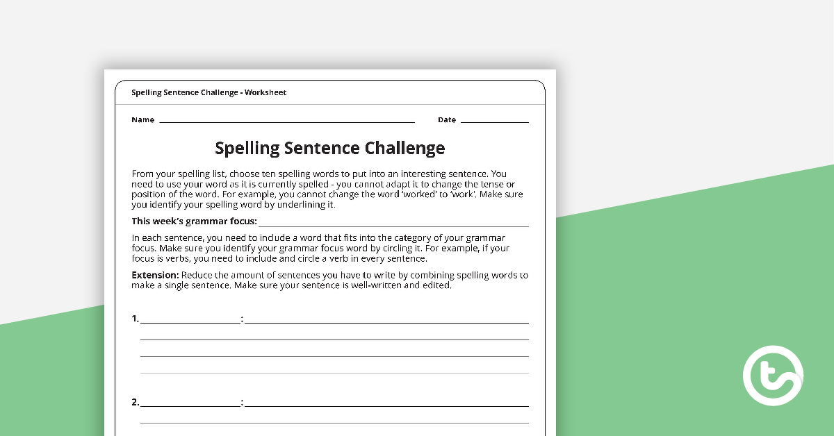 预览图像拼写句子挑战工作表——教学资源