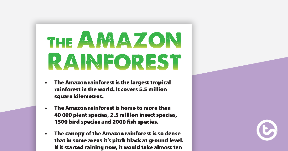 亚马逊雨林事实说明书的预览图像 - 教学资源
