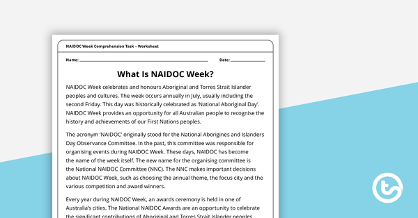 预览图像NAIDOC周是什么?-理解任务的教学资源