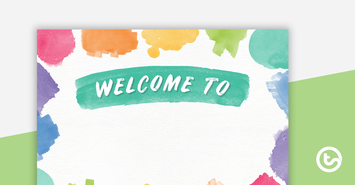 预览图像Rainbow Watercolor - Welcome Sign and Name Tags - teaching resource