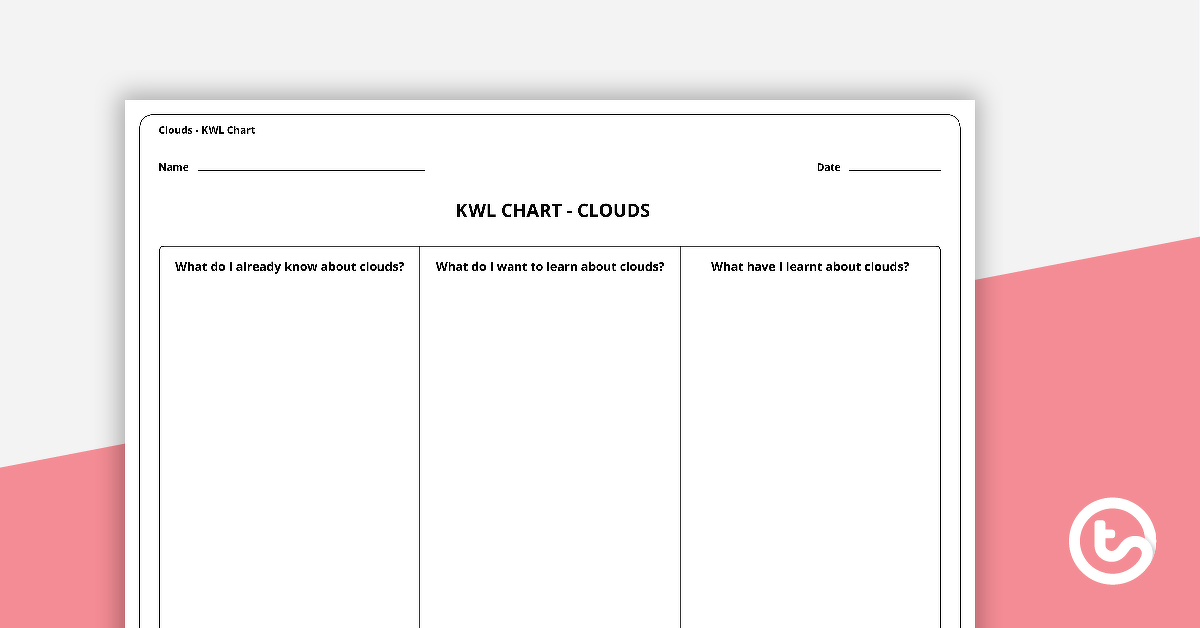 Preview image for Clouds - KWL Chart - teaching resource