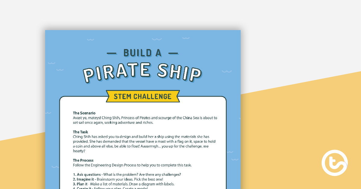 预览图像为建立一个海盗船STEM挑战-中年-教学资源