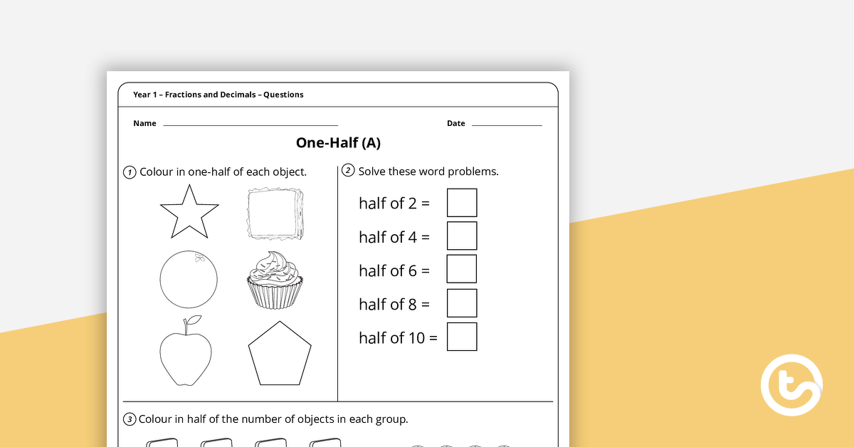 fractions worksheets year 1 teach starter