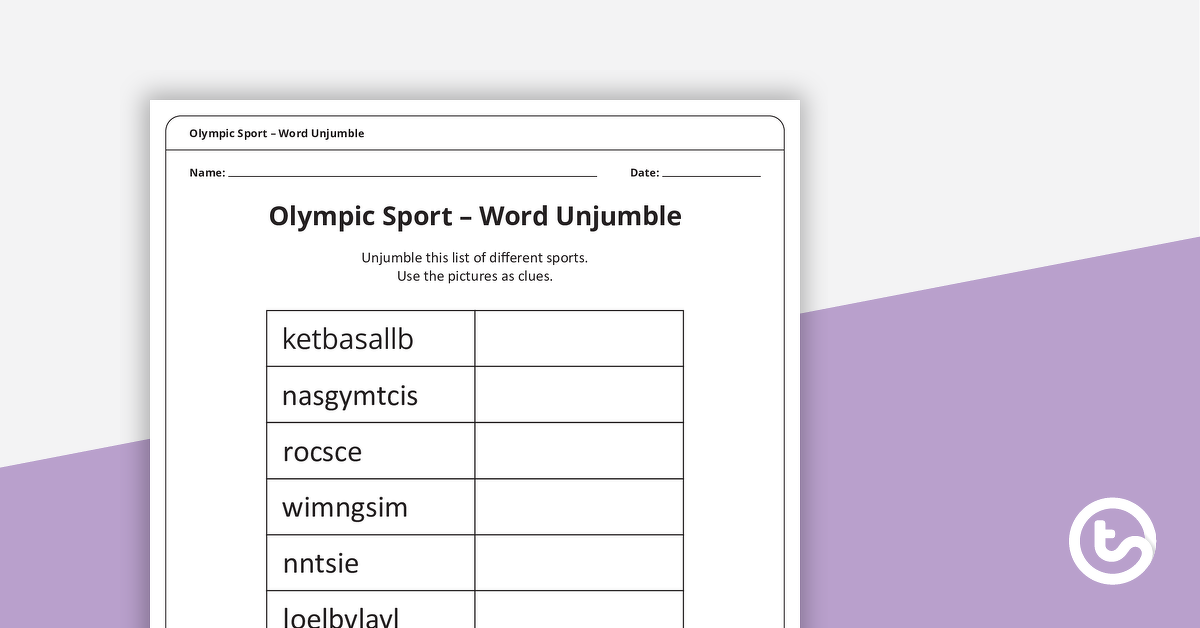 预览图像对奥林匹克运动字Unjumble——教学资源