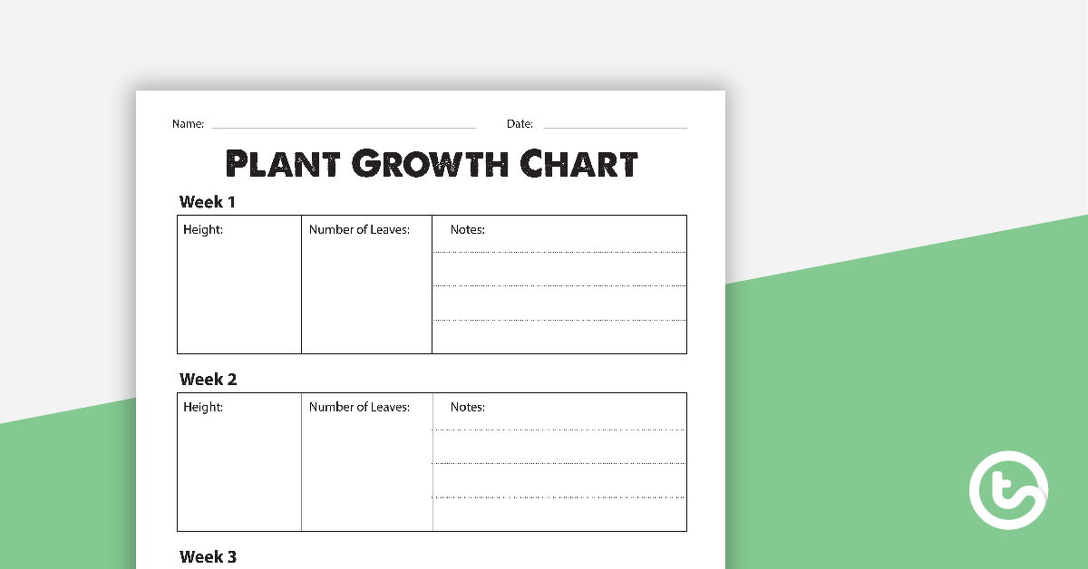 预览图像为植物生长图表工作表——教学资源