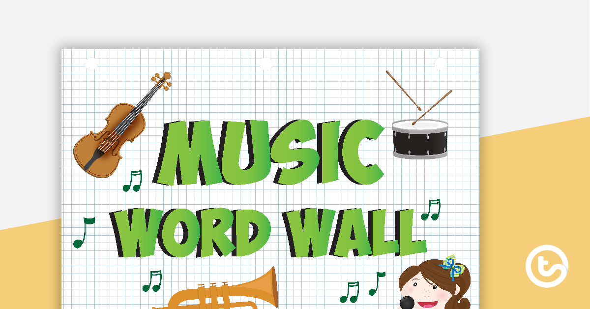 音乐Word Wall海报的预览图像 - 教学资源