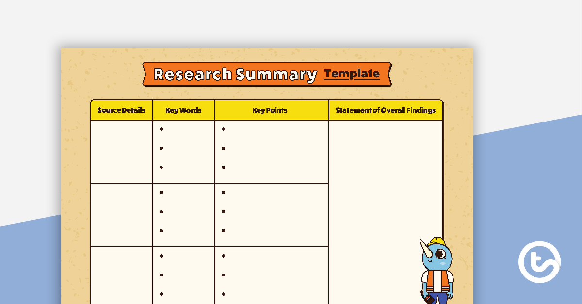 Preview image for Research Summary Template - teaching resource