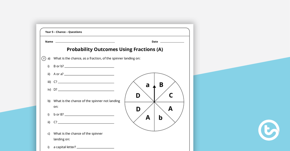 chance worksheets year 5 teach starter