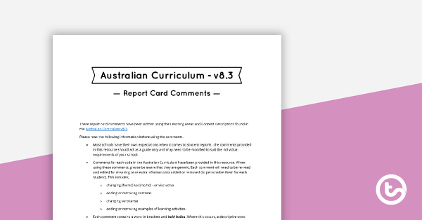 预览图片的英语、数学、科学d HASS Report Card Comments - Content Descriptions - Year 7 - teaching resource
