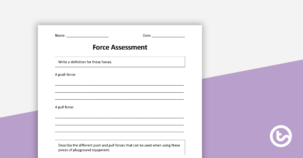 Preview image for Forces Assessment - teaching resource
